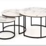 Комплект Halmar GILDA, 3 стола журнальных (белый мрамор/черный)