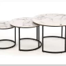 Комплект Halmar GILDA, 3 стола журнальных (белый мрамор/черный)
