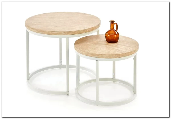 Комплект Halmar OREO (2 стола журнальных) (травертин/белый) Комплект Halmar OREO (2 стола журнальных) (травертин/белый)