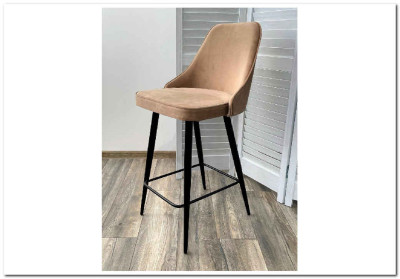 Полубарный стул NEPAL-PB БЕЖЕВЫЙ 5 велюр/ черный каркас (H=68cm)
