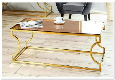 Стол журнальный Signal KENZO A (дымчатый янтарь/золотой)