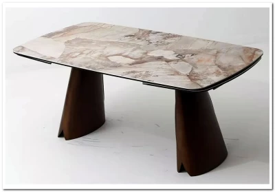 Стол IMBERT 180 GLOSS PATAGONIA, керамика на стекле/ брашированный каркас, цвет медный, ®DISAUR