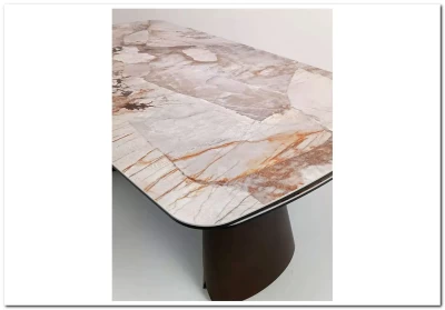 Стол IMBERT 180 GLOSS PATAGONIA, керамика на стекле/ брашированный каркас, цвет медный, ®DISAUR