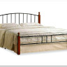 Купить Кровать AT-915 дерево гевея/металл 160*200 (Queen bed), красный дуб/черный с доставкой по России по цене производителя можно в магазине Другая Мебель в Тольятти