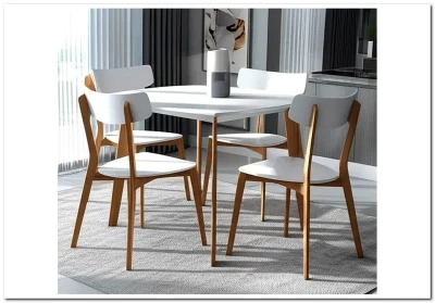 Стол обеденный Claire квадратный White (Белый) / Natural (натуральный)