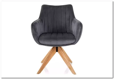 Стул кухонный Signal AZALIA D Velvet Bluvel 14 поворотный (серый/дуб)