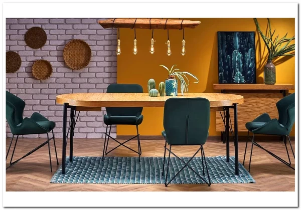 Стол обеденный Halmar INFERNO раскладной (дуб натуральный/черный)