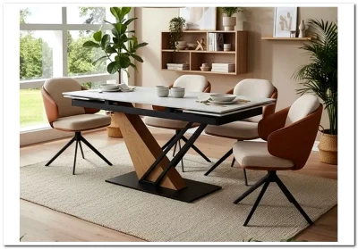 Стол обеденный Signal GENESIS 160 раскладной (белый/дуб)