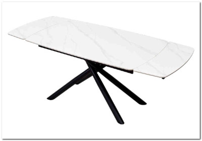 Стол RIVOLI 140 MATT WHITE MARBLE SINTERED STONE/ BLACK