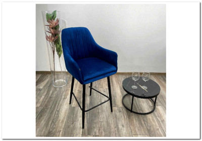 Полубарный стул Роден Premier 22 Синий, велюр (H=65cm)