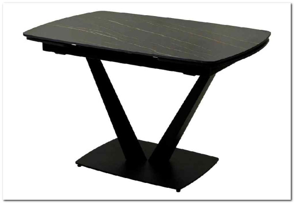 Стол ALATRI 120 MATT GOLDEN BLACK SINTERED STONE / BLACK