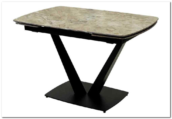 Стол ALATRI 120 GLOSS ATHENS BROWN SINTERED STONE / BLACK 