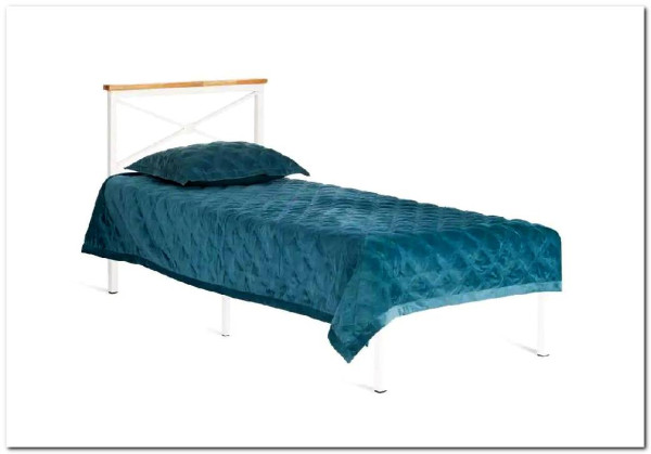 Купить Кровать Iris (mod.9311) дерево гевея/металл, 90*200 см (Single bed), Белый (White) с доставкой по России по цене производителя можно в магазине Другая Мебель в Тольятти