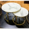 Комплект Signal MUSE II, 2 стола журнальных (эффект белого мрамора/золотой)