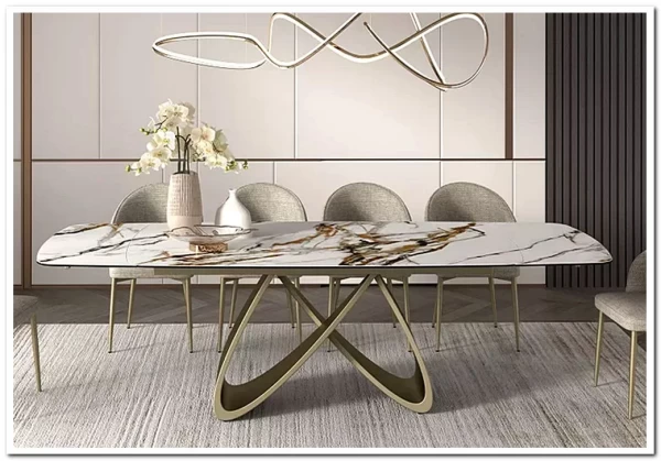 Стол ПАЛАСИО (PALACIO) 180 цвет KL-188 Контрастный мрамор матовый, итал керамика/ ШАМПАНЬ, ®DISAUR