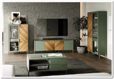 Тумба под телевизор Siena KOM4D дымчатый зеленый/дуб вотан BRW